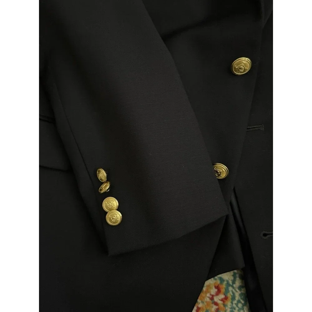 Lauren Ralph Lauren Men’s Navy Blue Blazer Suit Jacket Wool Blend 46S Gold Btn
